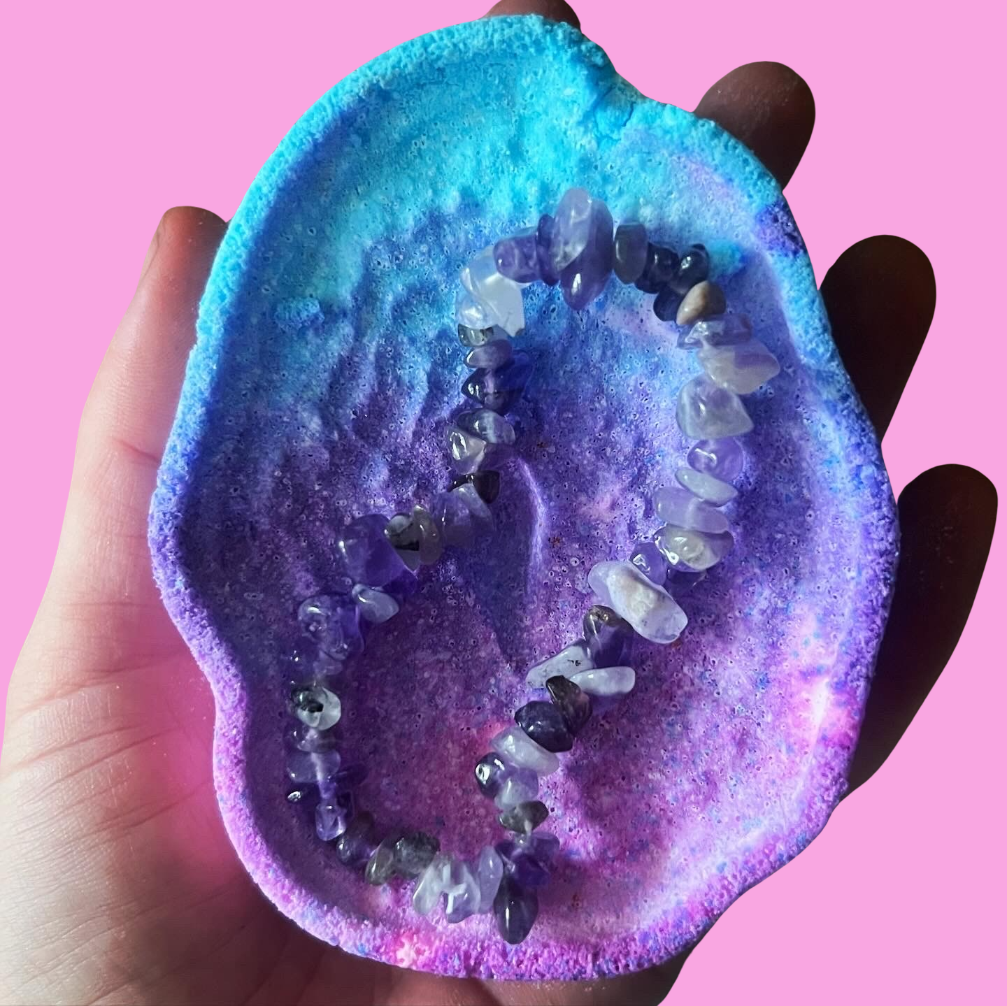 Crystal Shaped Bath Bomb With Healing Crystal Bracelet Included